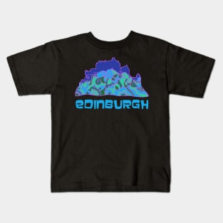 Edinburgh Castle in Blue Kids T-Shirt